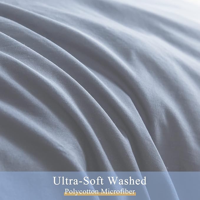 COTTEBED Twin Size Bed Comforter Sets, Super Soft Lightweight Washaed Cotton, 1 Bedding Down Comforter and 1 Pillowsham for Kids College Dorm Boys Girls (Twin/Twin XL,Light Dusty Blue)