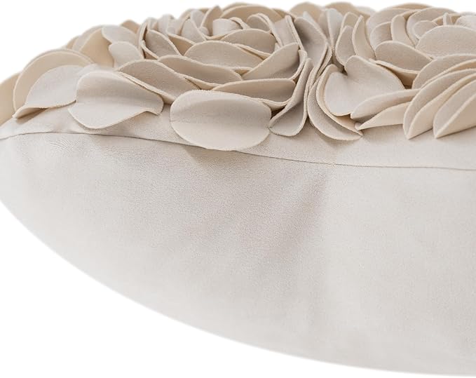 JWH Valentine's Day Throw Pillow Covers Decorative Flower Accent Pillow Cases Heart Shaped Cushion for Couch Living Room Bed Chair 14 x 16 Inches Creamy White