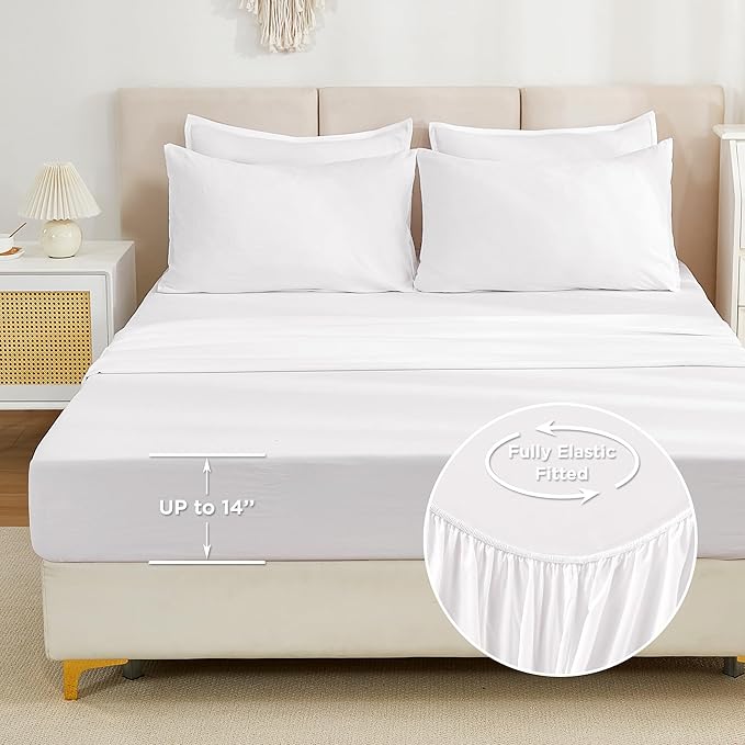 Litanika Twin/Twin XL Size Comforter Set White - 5 Piece Bed in a Bag, Lightweight Bed Set with Comforter, Sheets, Pillowcase & Sham