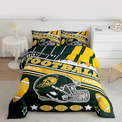 Feelyou Football Bedding Set Boys Girls Toddler Size Women Men Football City Comforter Rugby Sports Duvet Quilt Bedroom Decor