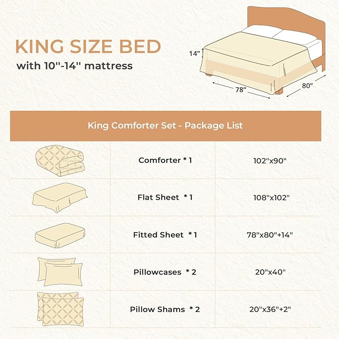 Sasttie King Size Comforter Set, 7-Piece Bed in a Bag, Pintuck Bedding Set for All Season, Includes Comforter, Flat Sheet, Fitted Sheet, Pillowcases and Pillowshams, Black
