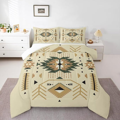 Southwest Comforter Set Full Size Tribal Exotic Bedding Set 3pcs for Kids Teens Adults Women Room Decor Abstract Geometric Arrow Quilt Set Boho Vintage Duvet Insert,2 Pillowcases