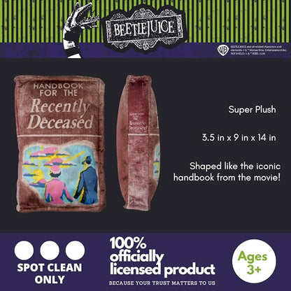 Collectibles Beetlejuice For The Recently Deceased Book Bedding Super Soft Plush Decorative Throw Pillow, 14 in X 9 in, (Officially Licensed Product) By Franco