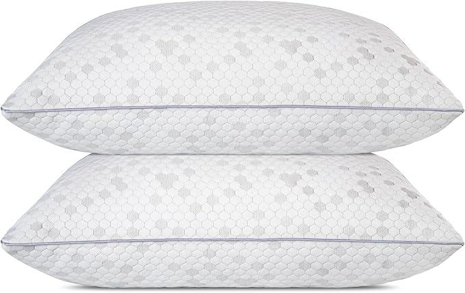 HIMOON Shredded Memory Foam Pillows, Medium Firm King Size Pillows 2 Pack,Couples Bed Pillows for Side Back Stomach Sleepers Set of 2