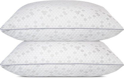 HIMOON Shredded Memory Foam Pillows, Medium Firm King Size Pillows 2 Pack,Couples Bed Pillows for Side Back Stomach Sleepers Set of 2