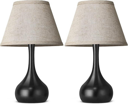 17” Touch Table Lamp for Bedroom Set of 2, 3-Way Dimmable Bedside Lamp for Nightstand, Farmhouse Metal Desk Lamp with Linen Shade for Living Room, Kids Reading, Dorm, Home Office Decor, Bulb Included