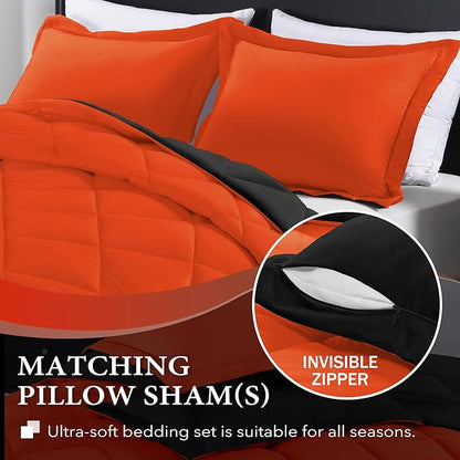 downluxe Twin Comforter Set - Flame and Black Twin Comforter, Soft Bedding Sets for All Seasons -2 Pieces - 1 Comforter (66"x92") and 1 Pillow Sham(20"x26")