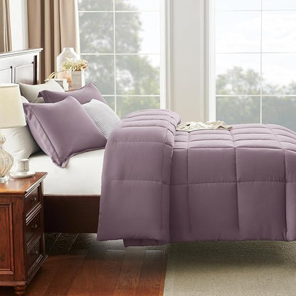 CozyLux Full Size Comforter Sets - Dusty Purple Comforter Full Size, 3 Pieces Box Stitched Bed Set for All Seasons, Soft Lightweight Bedding Sets with 1 Down Alternative Comforter and 2 Pillow Shams