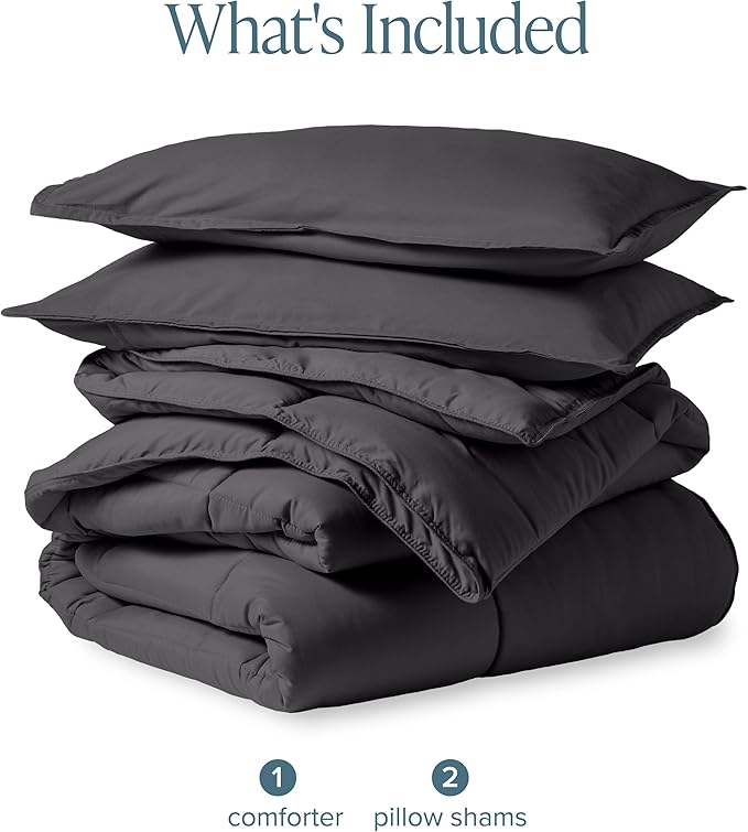 Bare Home Comforter Set - King/California King Size - Ultra-Soft - Goose Down Alternative - Premium 1800 Series - All Season Warmth (King/Cal King, Forged Iron Grey)