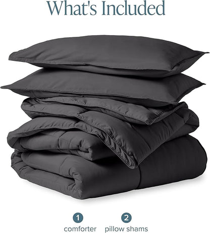 Bare Home Comforter Set - King/California King Size - Ultra-Soft - Goose Down Alternative - Premium 1800 Series - All Season Warmth (King/Cal King, Forged Iron Grey)