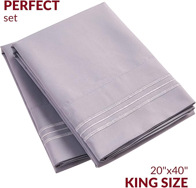 Mellanni Pillow Cases - Luxury, Extra Soft, Cooling Pillow Covers - 2 PC Iconic Collection Pillowcases - Envelope Closure (King 20" x 40", Lavender)