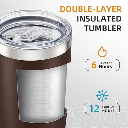 20 oz Tumbler with Lid Stainless Steel Insulated Tumblers Double Wall Vacuum Coffee Mug Powder Coated Tumbler Cups for Cold and Hot Drinks, Coffee, 1 pack