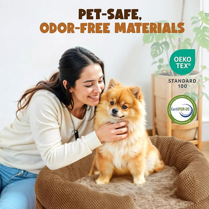 Large Dog Bed for Dogs Medium & Large, 35in Orthopedic Washable Dog Bed with Memory Foam, XL Calming Bolster Dog Couch Sofa, Round Donut Pet Bed with Removable Cover