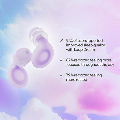 Loop Dream – Silicone/Memory Foam Earplugs for Sleep Comfort | Comfortable Ear Plugs for Muffling Snoring & Sleeping | Customized Fit | 27dB (SNR) Noise Reduction