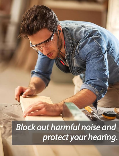 HALLEAST Earplugs for Sleeping and Concert, Noise Reduction, Hearing Protection, with Removable Ear Plug Lanyard, Safety Connector Cord Strap Neckband – SNR 26dB, NRR 14dB, Red