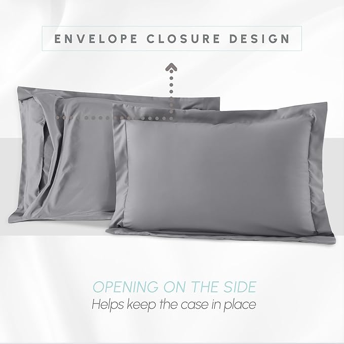 Elegant Comfort 3-Piece Box Stitched Down Alternative Comforter with Shams - Ultra Soft for All Season Duvet Insert with Corner Tabs, Plush Cozy 3PC Comforter Set, Oversize King, Gray