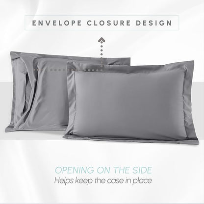 Elegant Comfort 3-Piece Box Stitched Down Alternative Comforter with Shams - Ultra Soft for All Season Duvet Insert with Corner Tabs, Plush Cozy 3PC Comforter Set, Twin XL, Gray