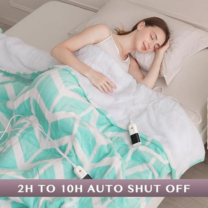 VENTIMI Electric Blanket Queen Size, 84" x 90" Heated Blanket with 9 Heat Levels & 2-4-8-10 Hours Auto Off, Fast Heating Blanket with ETL & FCC Certification, Green