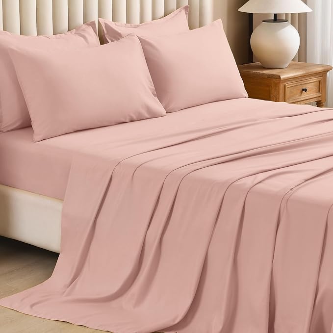Litanika Twin/Twin XL Size Comforter Sets Grey Blush Pink - 5 Pieces Bed in a Bag Twin/Twin XL Bedding Comforter Sets, Solid Lightweight Bed Set with Comforter, Sheets, Pillowcase & Sham