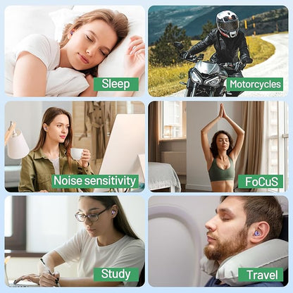 Noise Cancelling Ear Plugs for Sleep, Small Ear Fit - No-Pain for Side Sleepers, 33dB NRR Reusable Silicone One-Piece Design, 4 Sizes for Adults & Kids, Portable Case