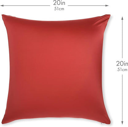 PILLOWY 20"x20" Throw Pillowcases (Cover Only) - 85/15 Nylon, Spandex - Luxurious, Silky, Stretchy & Soft - 1Pcs Solid Color - A Perfect Choice for Couch Chairs Sofa Bed Adult or Kids Bedroom, Maroon