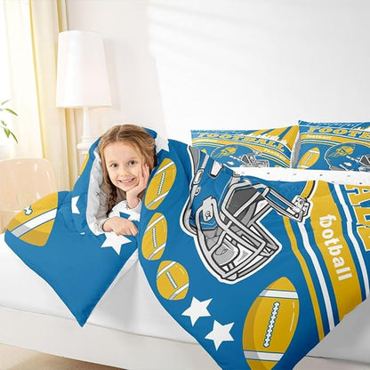 Feelyou Football Bedding Set Twin Size Boys Girls Rugby Sports Comforter Set Sports Themed Women Men Football City Duvet Quilt Bedroom Decor