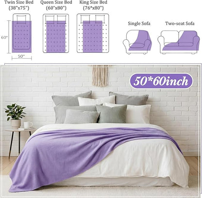 Kinlop Fleece Blanket Bulk 60 x 50 Inch Soft Lightweight Fleece Cozy Blanket Warm Throw Plush Pet Throw for Bed Couch Sofa Home Office Wedding Gifts Travel Camping(Lavender)