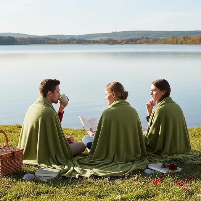 Kinlop Fleece Blanket Bulk 60 x 50 Inch Soft Lightweight Fleece Cozy Blanket Warm Throw Plush Pet Throw for Bed Couch Sofa Home Office Wedding Gifts Travel Camping(Olive Green)