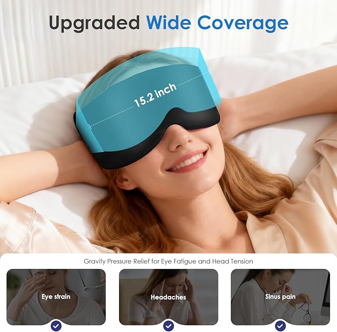 Weighted Eye Mask for Sleeping, Silk Sleep Mask for Side Sleeper with Adjustable Buckle, 100% Blackout Design, Ideal for Meditation, Relaxation and Travel, with Storage Pouch (Black)