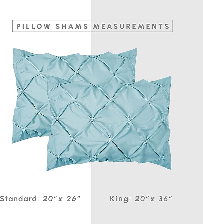 Elegant Comfort 8-Piece Pinch Pleated Comforter Set - All Season Complete Bed in a Bag, Includes 4pc Smart Sheet Set, Bed Skirt, Comforter, Matching Pillowcases and Shams, Full/Queen, Sky Blue