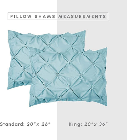 Elegant Comfort 8-Piece Pinch Pleated Comforter Set - All Season Complete Bed in a Bag, Includes 4pc Smart Sheet Set, Bed Skirt, Comforter, Matching Pillowcases and Shams, Full/Queen, Sky Blue