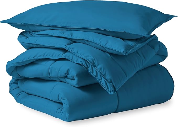 Bare Home Comforter Set - Twin/Twin Extra Long Size - Ultra-Soft - Goose Down Alternative - Premium 1800 Series - All Season Warmth (Twin/Twin XL, Medium Blue)