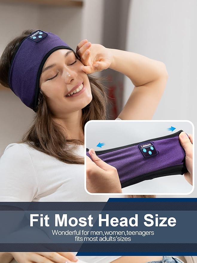 Lullaband Sleep Headband Headphones Non-Slip Stretchy Wireless Bluetooth Sleep Headphones for Men & Women Perfect for Sleep Running Fitness Yoga Cycling