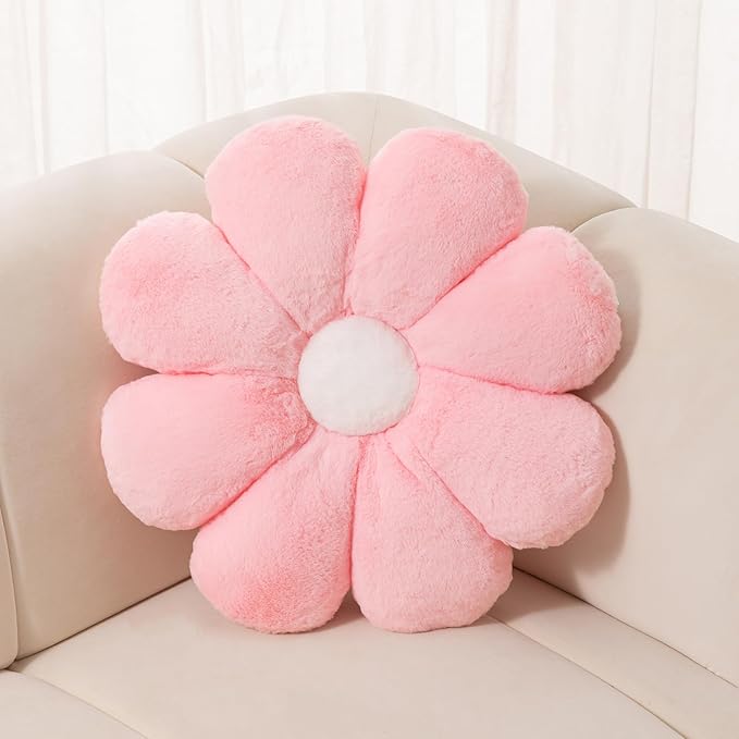 FIONOUT Pink Flower Pillows, 35.4 Inches Large Pink Decorative Throw Pillows, Light Pink Throw Pillows, Floor Pillows Flower Cushions for Reading and Room Dector