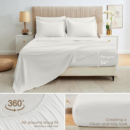 Sasttie Twin XL Comforter Set, 5 Pieces Twin XL Bed in a Bag, Complete Bedding Set Includes Comforter, Flat Sheet, Fitted Sheet, Pillowcase and Pillow Sham, Ivory