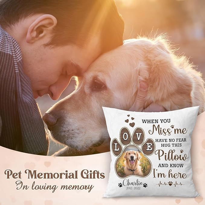 Personalized Pet Photo Memorial Throw Pillow (Insert Included), Loss Of Dog Sympathy Gift, Pet Pillows Photo, Dog Memorial Gift For Loss Of Dog, Dog Pillows, Throw Pillow Cover, Photo Pillow