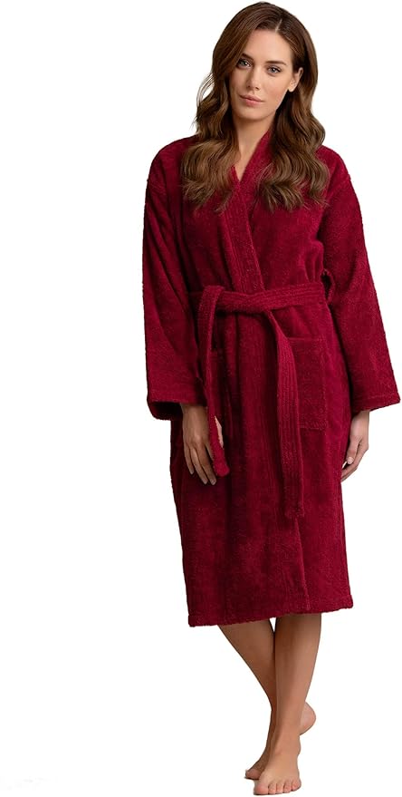 Soft Touch Linen Women's Robe Terry Cotton Cloth- Kimono Style- Thick, Breathable & Comfortable- Lightweight & Absorbent