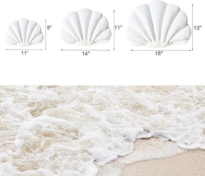 YRXRUS Shell Throw Pillow, White Seashell Shaped Decorative Velvet Cushion, Ocean Series for Bedroom Living Kids Room, 3D Insert, 11 X 8 Inch