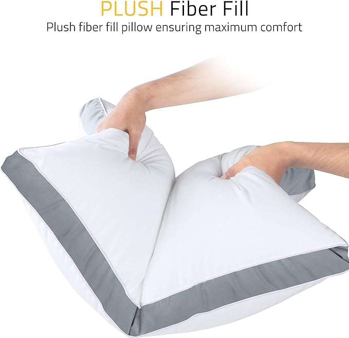 Utopia Bedding Bed Pillows for Sleeping Standard Size (Grey), Set of 2, Soft & Fluffy Pillow with Down Alternative Filling, Cooling, Hotel Quality, Gusseted Pillow for Back, Stomach or Side Sleepers