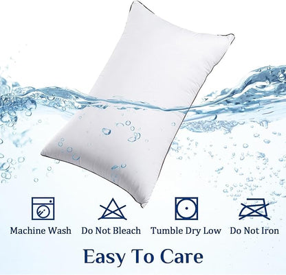JOLLYVOGUE Pillows Queen Size Set of 2 for Sleeping, Soft and Supportive Bed Pillow with Down Alternative Filling for Side and Back Sleepers, Hotel Collection