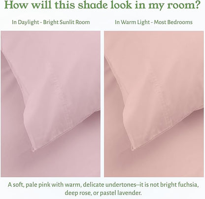 California Design Den Full Bed Sheets Set - Soft 100% Organic Bed Sheets with Deep Pockets, Crisp Percale, Breathable and Durable Bedding Set (Pink - Chalky Tone)