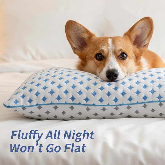 Memory Foam Pillows 2 Pack – Adjustable Loft Cooling Pillows Standard Size Set of 2 for Sleeping, Firm, Supportive, and Breathable Design for Hot, Side, Back, and Stomach Sleepers