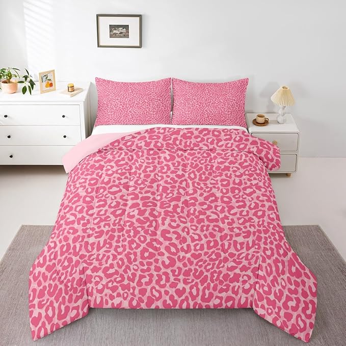 Erosebridal Leopard Print King Size Comforter Set-3 Pieces Animal Skin Cheetah Printed Comforter Sexy Soft Fluffy Bedding Set for Girls Women with 2 Pillowcases Light Weighted Room Decor