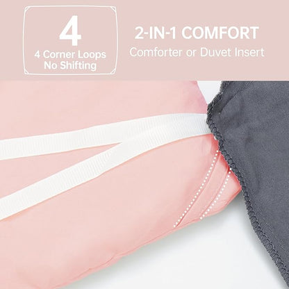 MUXHOMO King Size Comforter Set, All Season Ultra Soft Down Alternative Bedding - 3 Piece Lightweight Bed Set Includes 1 Comforter (104"x90") and 2 Pillow Shams (20"x36"), Blush