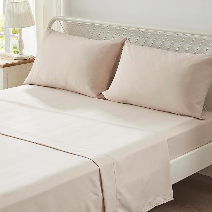 Anluoer Queen Boho Comforter Set 7 Piece with Tassel Lightweight Soft Fringe Bedding Sets with 1 Comforter, 2 PillowShams, 2 Pillowcases, 1 Flat Sheet, 1 Fitted Sheet in Beige