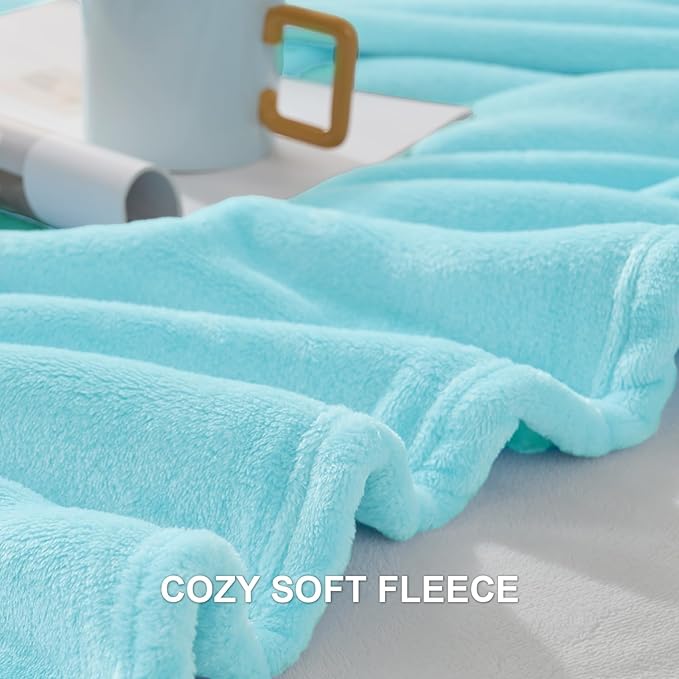 Hansleep Fleece Robin Egg Blue Throw XL Blanket, Super Soft Flannel Fuzzy Plush Cozy Blanket for All Seasons, Robin Egg Blue, Throw XL 50x70 Inches
