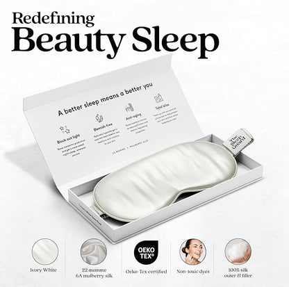 TheSleepGuard Pure Silk Sleep Mask [100% 6A Mulberry Silk, 22 Momme] Light Blocking Travel Essentials. Eye Masks for Sleeping. Black Oeko-Tex Blindfold. Eye Covers for Men & Women