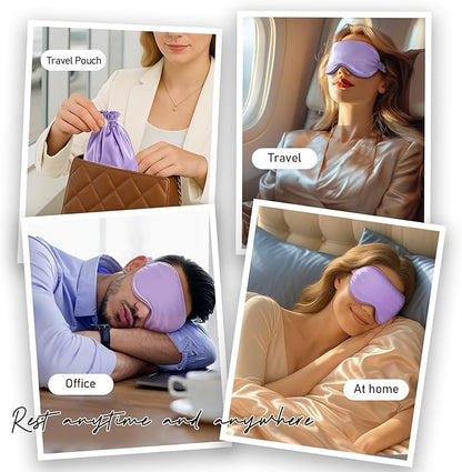 Umisleep 100% Pure Mulberry Silk Sleep Mask, 22 Momme 6A Soft & Smooth Fibers, Breathable Eye Mask for Women & Men, Better Light Blocking Sleeping Mask with Travel Pouch, Adjustable Blindfold, Purple