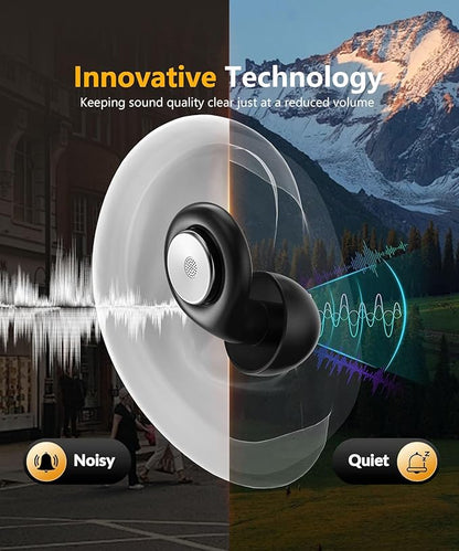 Sleep Noise-Canceling Earplugs 50dB Noise Reduction 4 Ear Tip Sizes Reusable Noise-Canceling Earplugs Silicone Hearing Protection Gear Ideal for Work and Travel (Black) (Black)