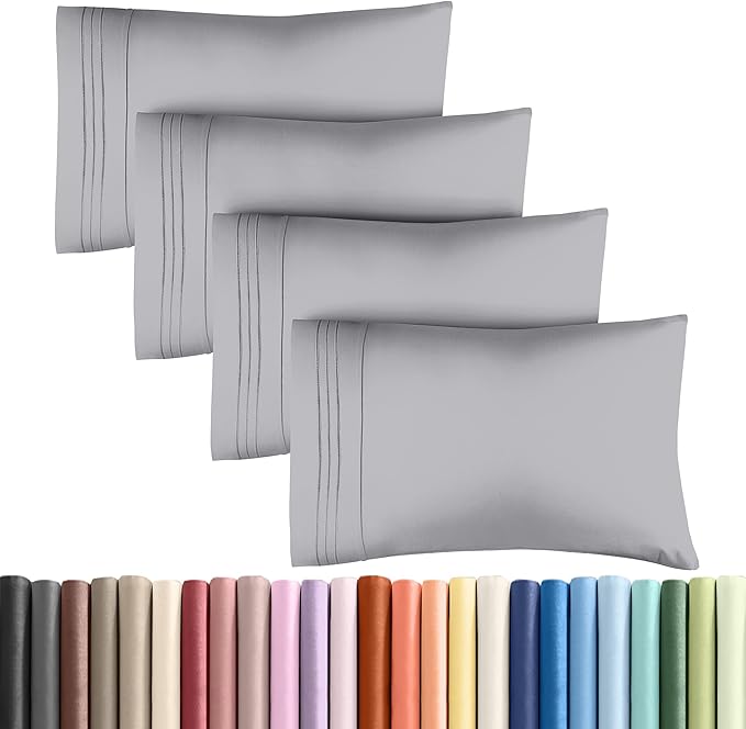 King Pillow Cases Set of 4 - Ultra Soft Hotel Quality Pillowcase Covers - Comfy, Cozy & Wrinkle Free - Shrinkage, Stain & Fade Resistant - Machine Washable Pillow Protectors - 4 Piece Set - Steel Blue